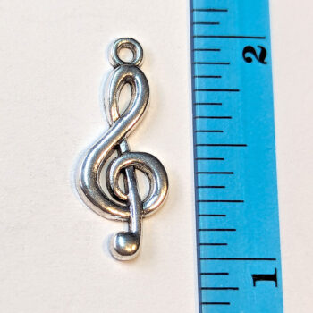 Musical Note Treble Clef Charm Antique Silver - Image 2