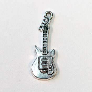 Electric Guitar Musical Instrument Charm Antique Silver