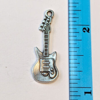 Electric Guitar Musical Instrument Charm Antique Silver - Image 2