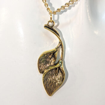 Gold Double Calla Lily Drop Flowers Necklace - Image 7