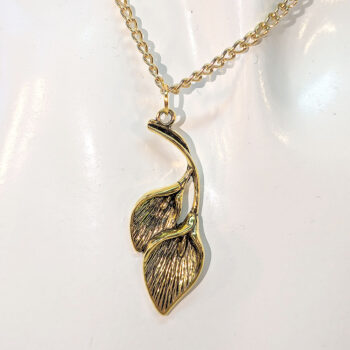 Gold Double Calla Lily Drop Flowers Necklace - Image 6