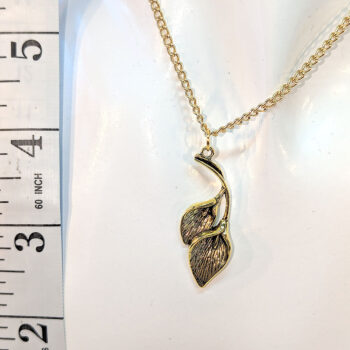 Gold Double Calla Lily Drop Flowers Necklace - Image 5