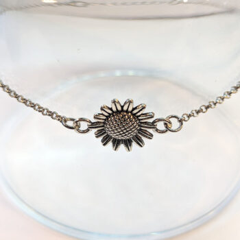 Antique Silver Small Sunflower Flower Bracelet / Anklet