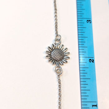 Antique Silver Small Sunflower Flower Bracelet / Anklet - Image 2