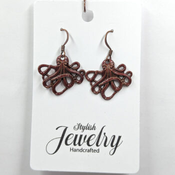 Octopus Antique Copper Earrings - Image 6