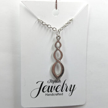 Modern Triple Oval Drop Geometrical Pendant Necklace Silver - Image 5