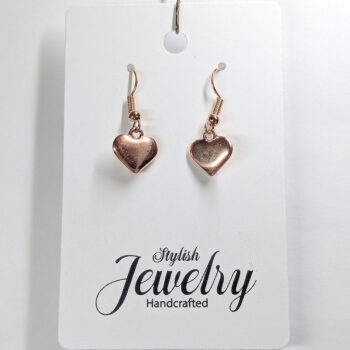 Rose Gold Dainty Small Heart Earrings - Image 4