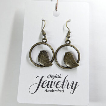 Antique Bronze Partridge in Hoop Earrings - Image 5