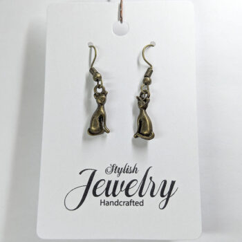 Antique Bronze Cat Vintage Style Earrings - Image 4