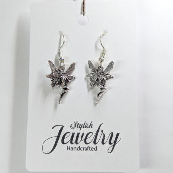 Antique Silver Angel Fairy Fairies Vintage Style Earrings - Image 4