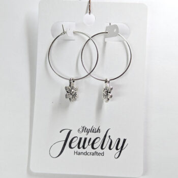 Antique Silver Dainty Flower Earrings - Image 5