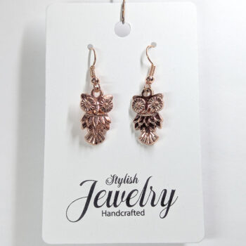 Rose Gold Owl Earrings - Image 5