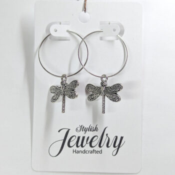 Antique Silver Small Dragonfly Vintage Style Earrings - Image 6