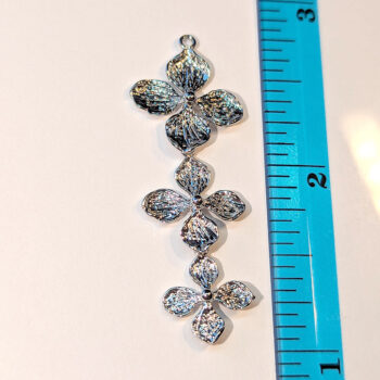 Triple Cascading Flower Pendant / Connector Silver - Image 2