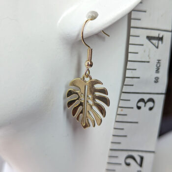 Gold Monstera Leaf Earrings - Image 2