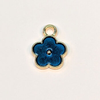 Dainty Blue Transparent Flower Enamel Charm Gold