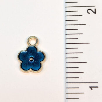 Dainty Blue Transparent Flower Enamel Charm Gold - Image 2