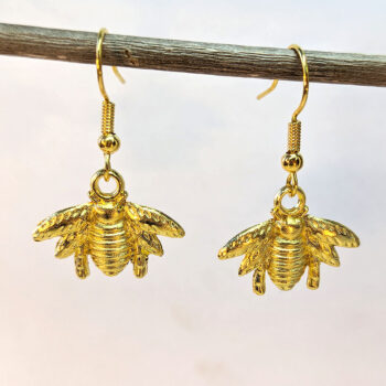 Gold Bee Earrings - Image 7