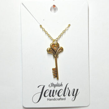 Antique Gold Decorative Heart Key Pendant Necklace - Image 5