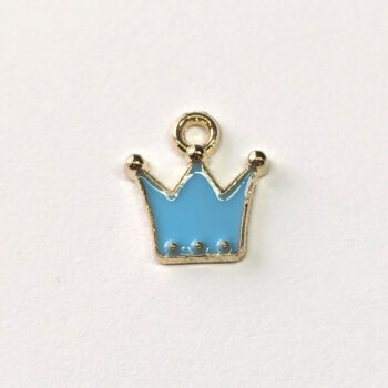 Dainty Blue Crown Enamel Charm Gold - Image 3