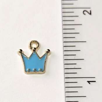 Dainty Blue Crown Enamel Charm Gold - Image 4