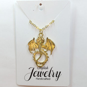 Gold Dragon With Wings Pendant Necklace - Image 9