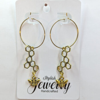 Antique Gold Bee With Hive Earrings - Image 7