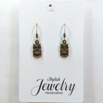 Antique Bronze Owl Earrings - Image 6