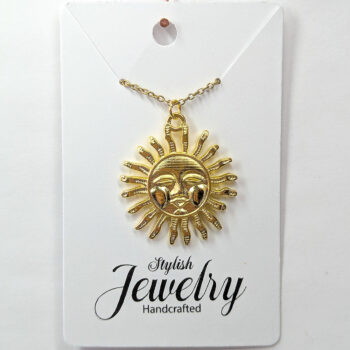 Gold Large Sun Face Necklace - Image 5