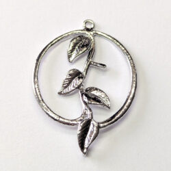 Branch Leaves Leaf Hoop Charm / Connector Silver