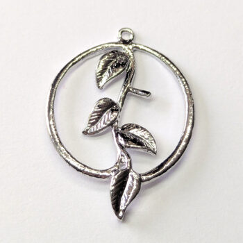 Branch Leaves Leaf Hoop Charm / Connector Silver
