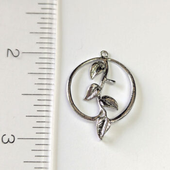 Branch Leaves Leaf Hoop Charm / Connector Silver - Image 5