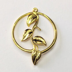 Branch Leaves Leaf Hoop Charm / Connector Gold