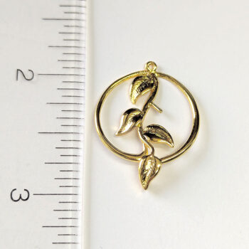 Branch Leaves Leaf Hoop Charm / Connector Gold - Image 2