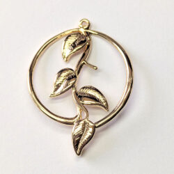 Branch Leaves Leaf Hoop Charm / Connector KC Gold