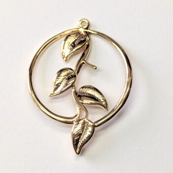 Branch Leaves Leaf Hoop Charm / Connector KC Gold