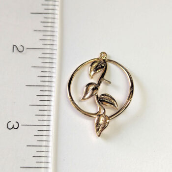 Branch Leaves Leaf Hoop Charm / Connector KC Gold - Image 2