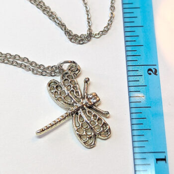 Flying Hollow Dragonfly Necklace Antique Silver - Image 2