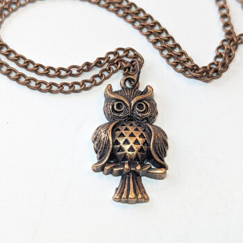 Antique Copper Owl on Branch Charm Necklace - Image 3