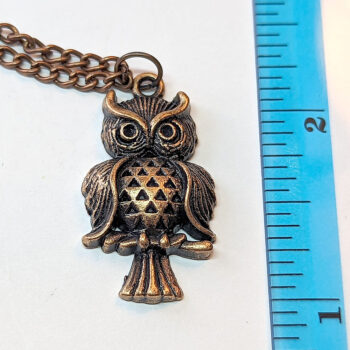 Antique Copper Owl on Branch Charm Necklace - Image 2