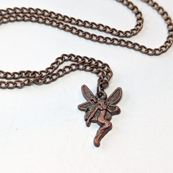 Small Antique Copper Fairy Angel Vintage Style Necklace - Image 3