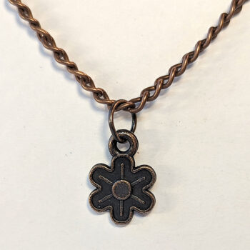 Small Antique Copper Five Petal Flower Necklace