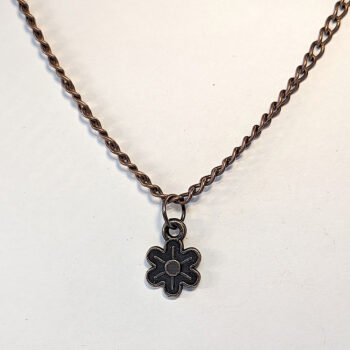 Small Antique Copper Five Petal Flower Necklace - Image 4