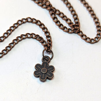 Small Antique Copper Five Petal Flower Necklace - Image 3