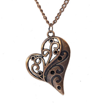 Decorative Hollow Heart Antique Copper Necklace