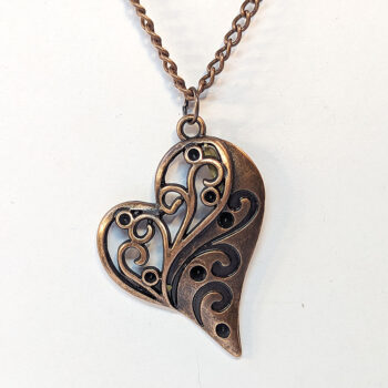 Decorative Hollow Heart Antique Copper Necklace - Image 4