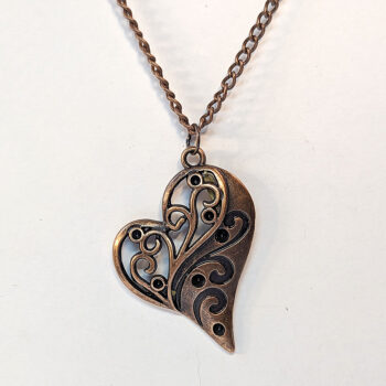 Decorative Hollow Heart Antique Copper Necklace - Image 3