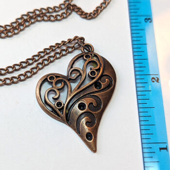 Decorative Hollow Heart Antique Copper Necklace - Image 2