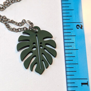 Green Monstera Leaf Pendant Necklace - Image 2