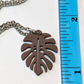 Brown Monstera Leaf Pendant Necklace - Image 2